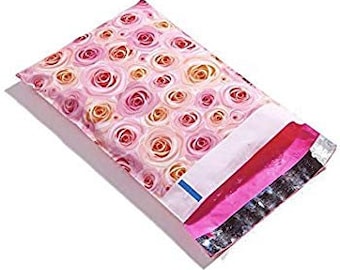 100 - 6x9 Poly Mailers Roses Designer Mailers Pink Shipping Envelopes Boutique Custom Bags