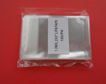 500 Cellophane bags 2" X 2" lip and tape resealable Small cello bags, Acid Free, Jewelry Packing,