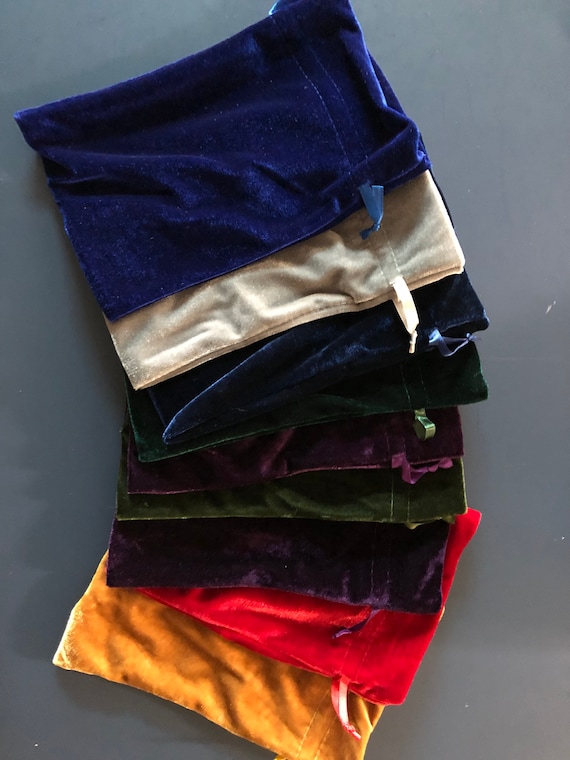 Drawstring Bag Dice, Rune//Tarot, Gadgets, Jewelry 8/"x6/" Blue Velvet// Satin