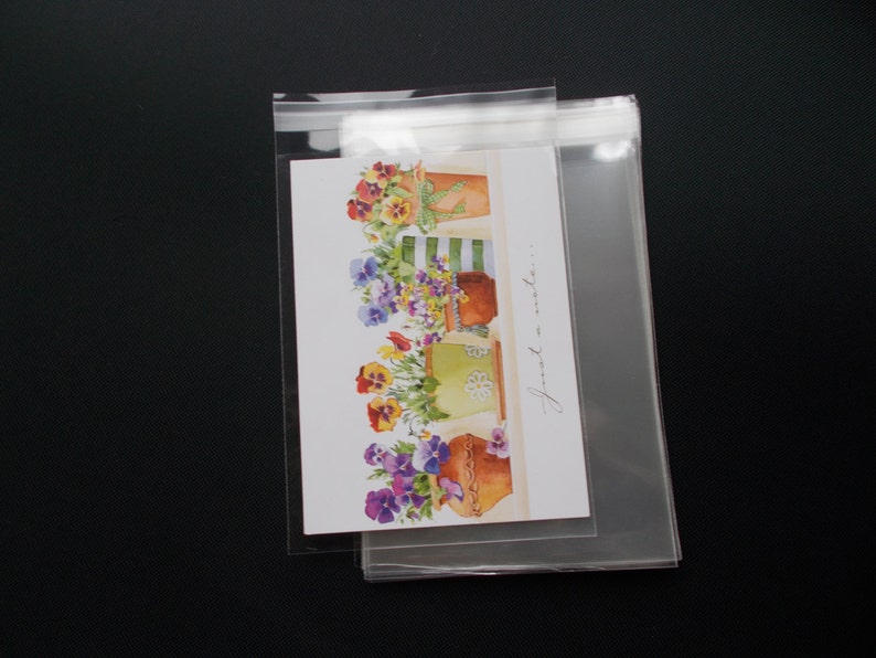 100 5 1/4 x 7 1/4 Clear Resealable Cello Bag Envelope for 5x7 Photos, Art Prints, A7 Card, Greeting Cards, Acid Free image 4