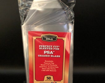 50 Perfect Fit Sleeves for PSA Graded Slabs Cardboard Gold Snug Fit 2 Mil