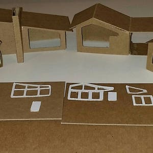 Mini Mid Century Modern Houses- Set of 4 DIY Putz Style Houses