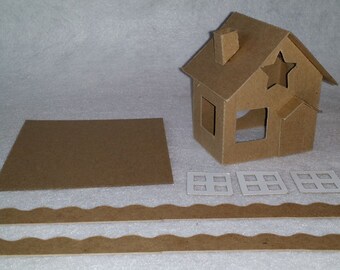 Little VillageGlitter Houses- DIY Putz- Paint, Add Glitter & Decorate- STAR COTTAGE House