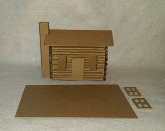 Little Village Cardboard Putz Style Log Cabin