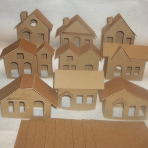 Vintage Putz Style Houses -  Vintage Set of 9 Houses