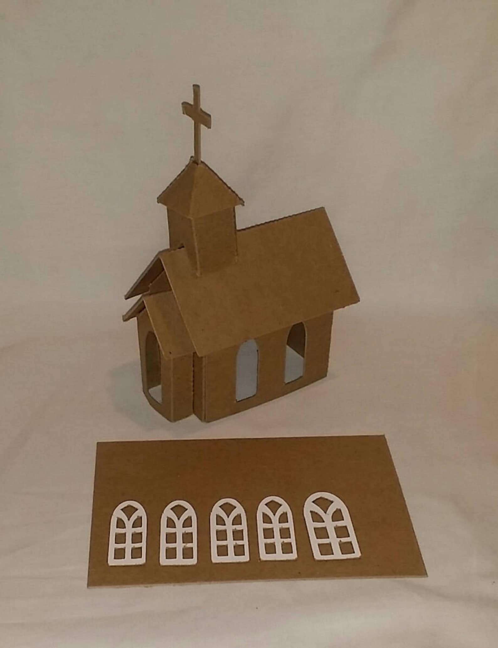 Cardboard CHURCH Assembled Paint & Decorate Your Own Putz Etsy