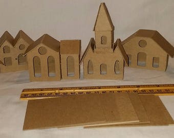 Mini Vintage Putz Syle Houses- set of 6