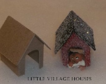 Casas navideñas de La Villita- Casas Putz de bricolaje- Mini casa para perros-juego de 2