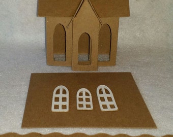 Vintage House- DIY Putz Style Cardobard Glitter House