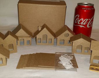 Mini Vintage Putz Style Houses- Set of 7