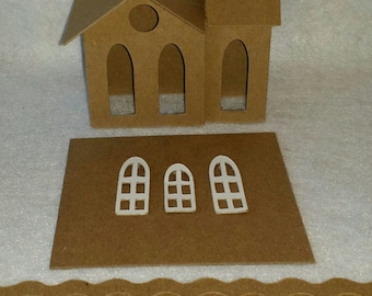 Vintage Village Putz Style House - DIY - Cardboard Glitter Houses