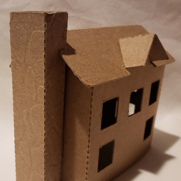 Putz Style House- CHIMNEY HOUSE-DIY Little Village Cardboard House