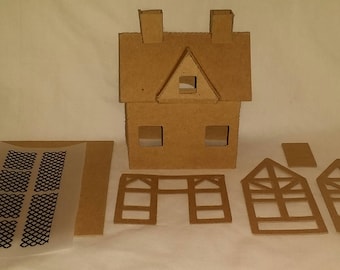 Little Village Christmas Houses- DIY Cardboard Putz House-  Tudor