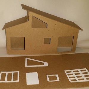 Casas de pueblo: casa de cartón estilo Putz hecha a mano: casa moderna de mediados de siglo n.° 4