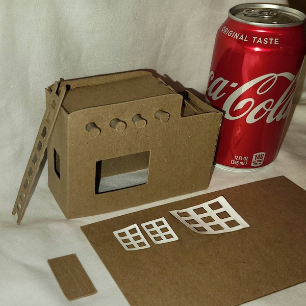 Putz Style House- ADOBE House-DIY Little Village Cardboard House- Southwest