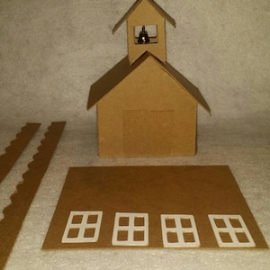 Little Village Cardboard Christmas Putz  Houses-School