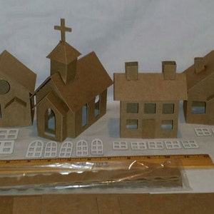 Putz Style Cardboard Houses- Village Houses Set of 6