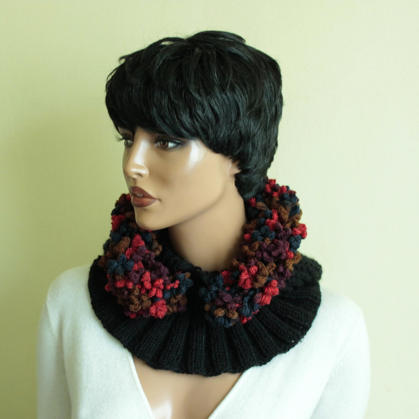 Black hood with turtleneck Black hood decorated with artistic | Etsy