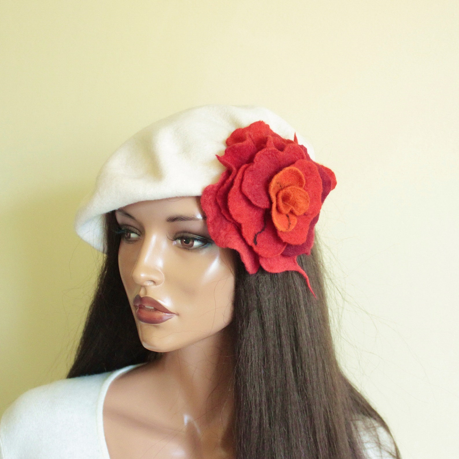 Red Brooch Felt // Red Rose Felted // Art Flower // Unique Pin Broach