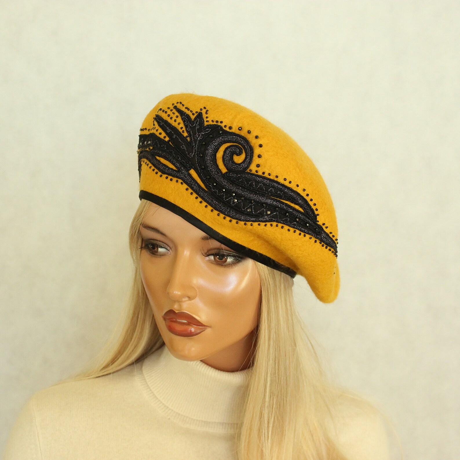 Senfbraune Barett gefilzt / senfgelbes Barett gelb / 23 Zoll | Etsy