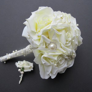 Ivory Garden Rose Bouquet - Etsy