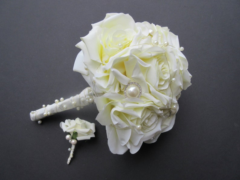 Ivory Garden Rose Bouquet - Etsy