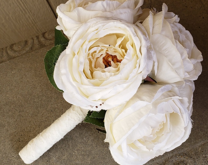 Ivory Garden Rose Wedding Bouquet - Etsy