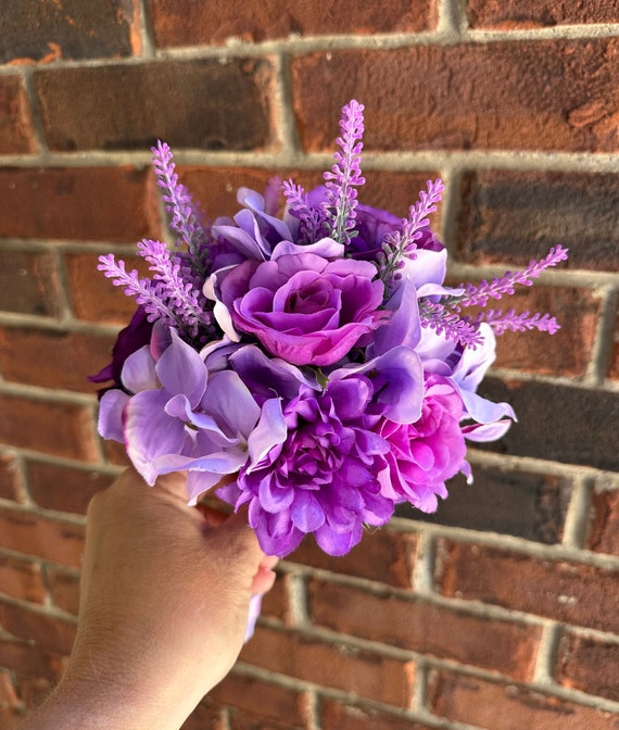 prom flowers for purple dress Purple Rose Prom Corsage & Boutonniere Set: Silk Flower Bouquet