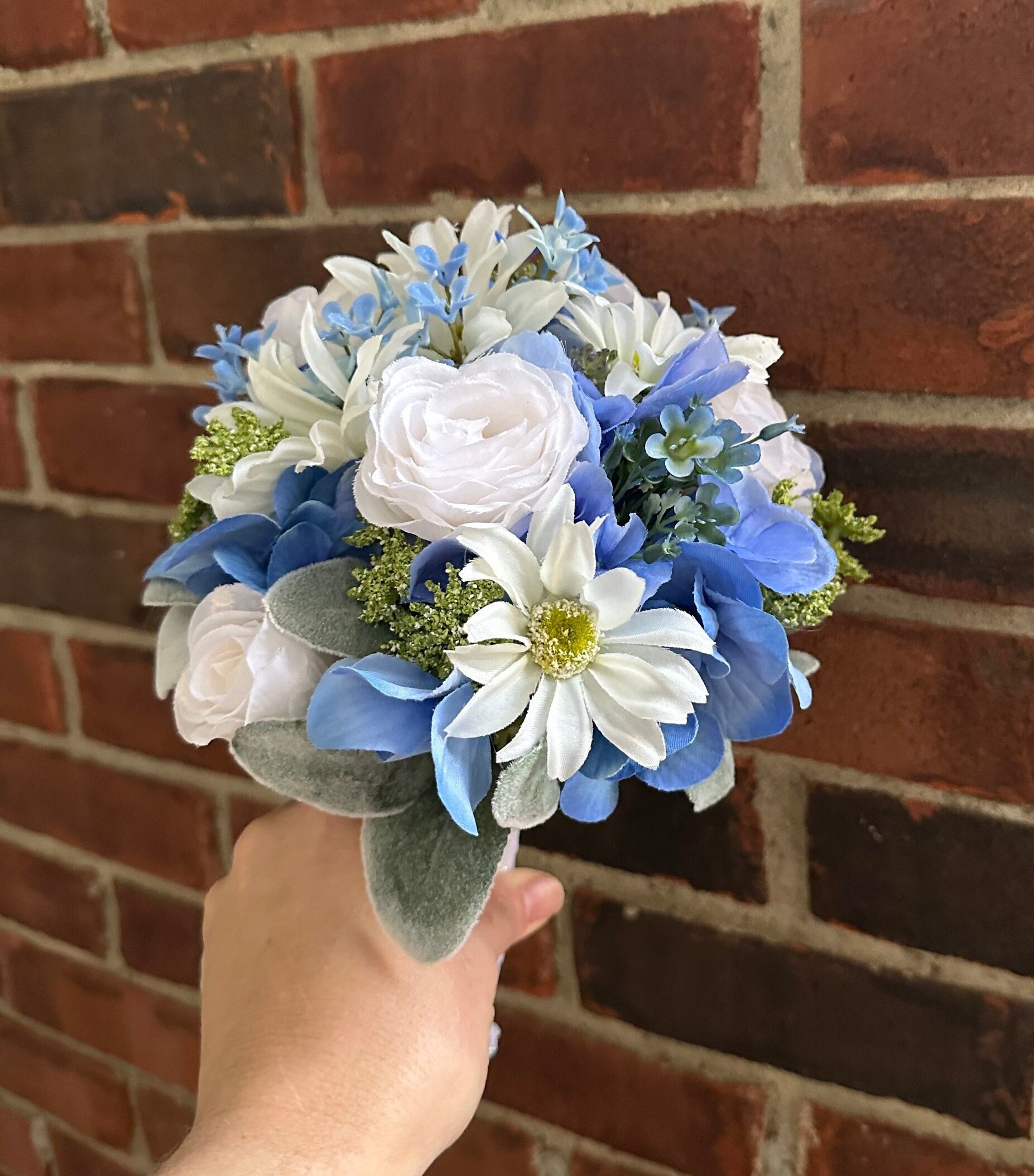 homecoming bouquet for blue dress Baby Blue Prom Bouquet