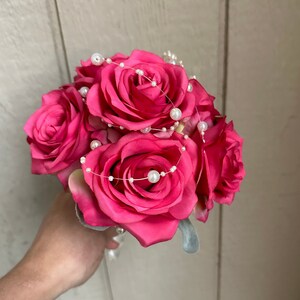 Prom Bouquet /Wedding Toss Bouquet / Throw Away Bouquet / Pink Rose Bouquet