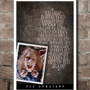 Pet Sematary &quot;Never Got Out Of Bed AGAIN!!&quot; Zelda Quote Poster (12&quot;x18&quot;)