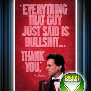 DIGITALER DOWNLOAD: 60 x 70 cm Mein Cousin Vinny &quot;&quot;Thank You&quot;&quot; Zitat Poster