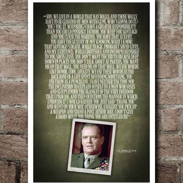 A FEW GOOD MEN Col. Jessup Speech Quote Poster (12"x18")