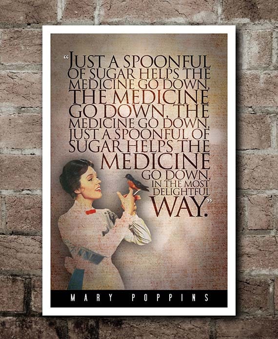 Mary Poppins spoonful of Sugar Song Quote Poster Etsy