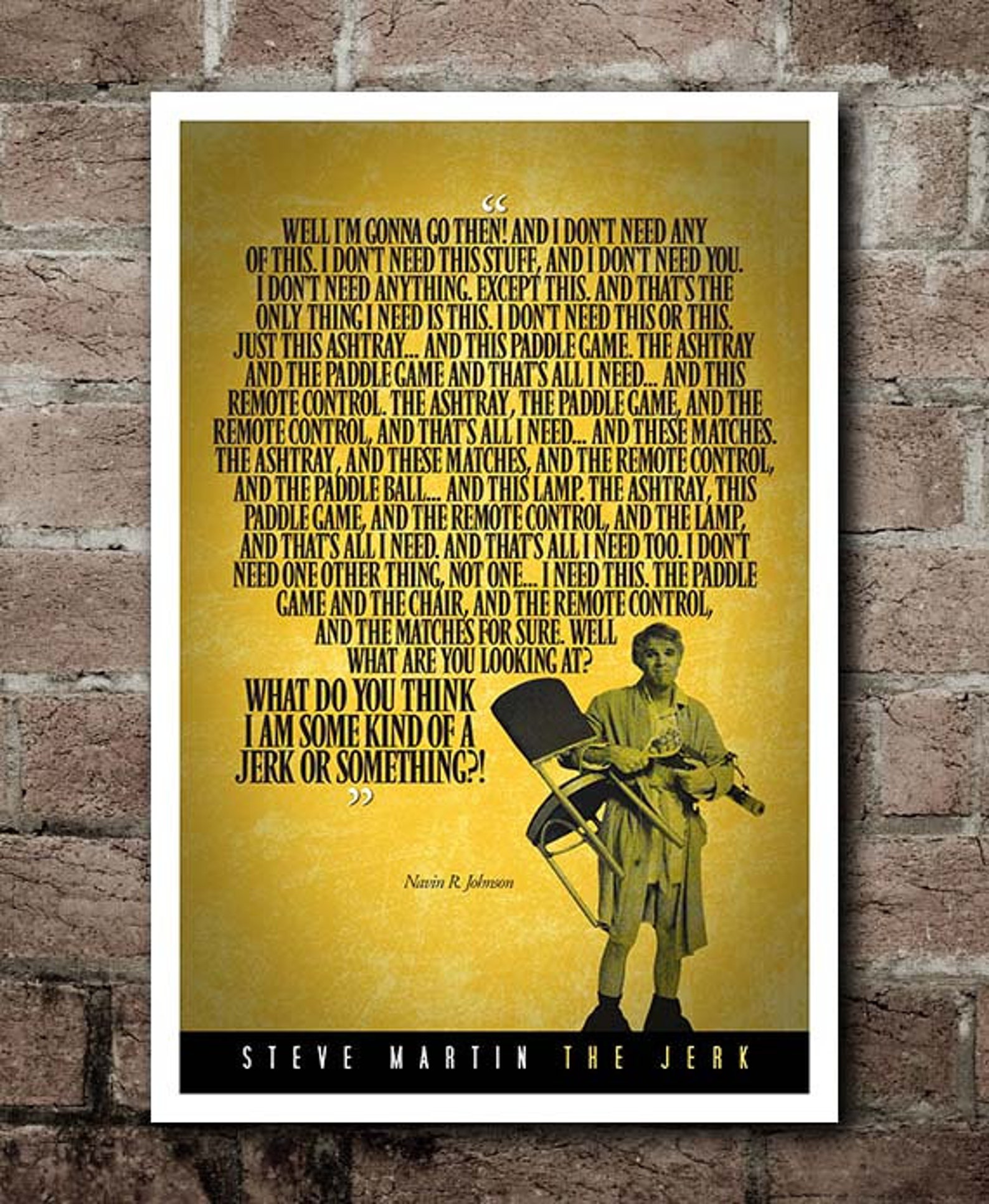 THE JERK i Need Quote Poster 12x18 Etsy