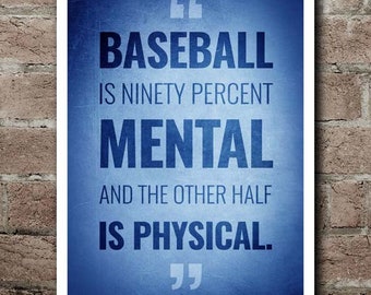 Yogi Berra "Baseball Is Ninety Percent Mental" Sports Quote Poster (12"x18")