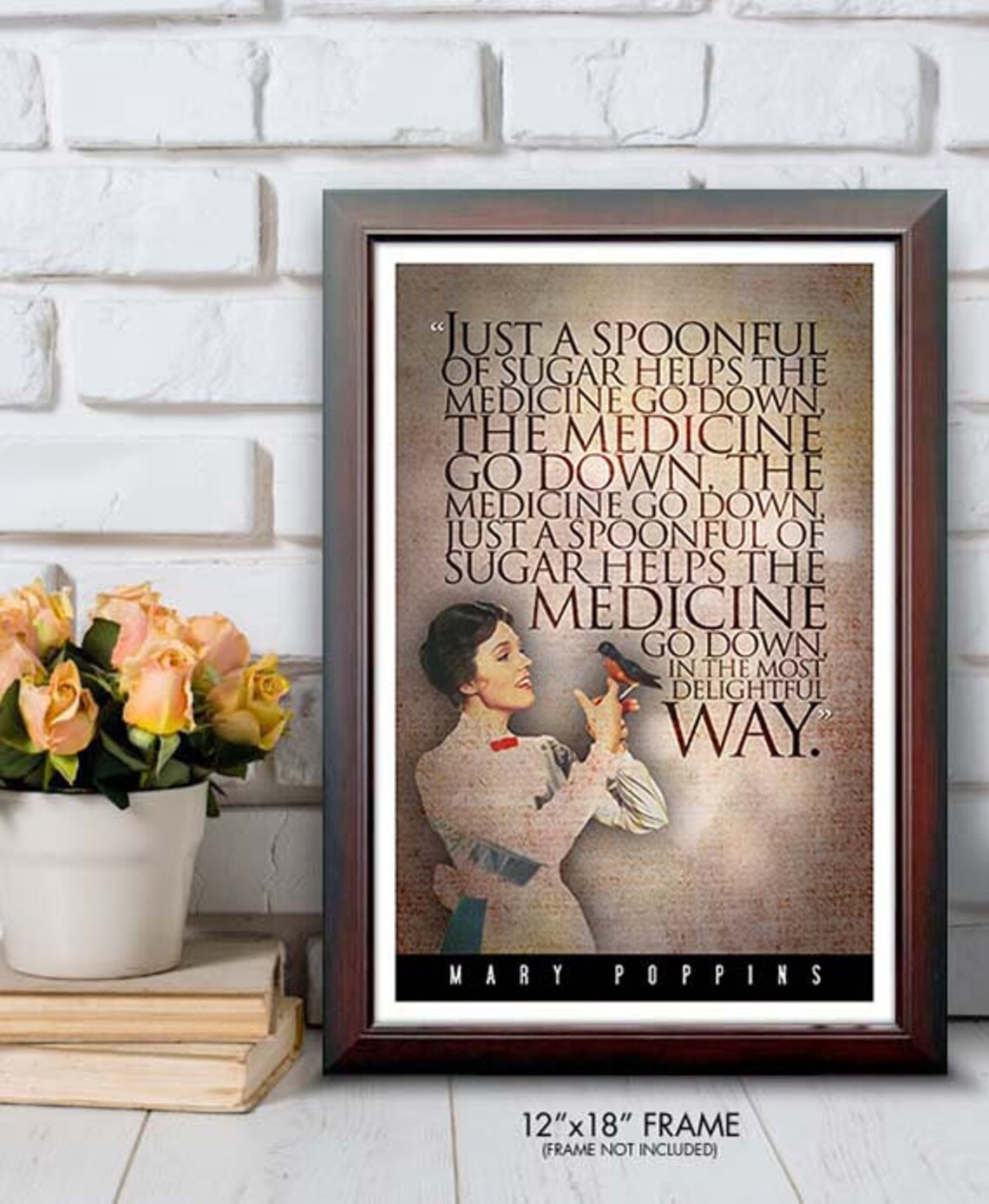 Mary Poppins spoonful of Sugar Song Quote Poster Etsy