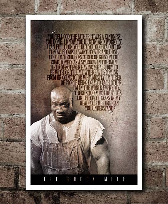 Affiche De Citation De Discours De John Coffey De Green Mile Etsy France Affiche De Citation De Discours De John Coffey De Green Mile Etsy France