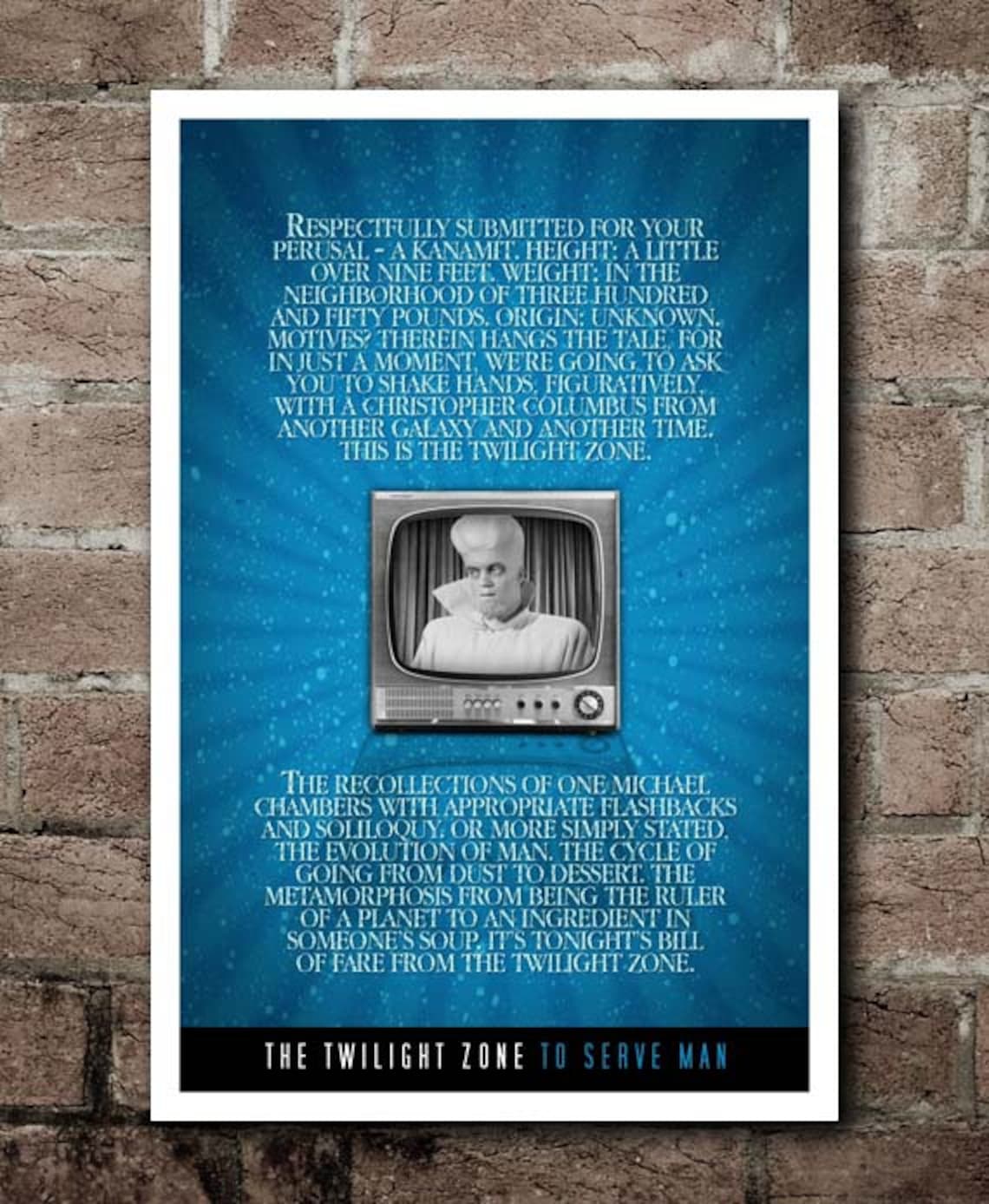 The Twilight Zone TO SERVE MAN Quote Poster | Etsy
