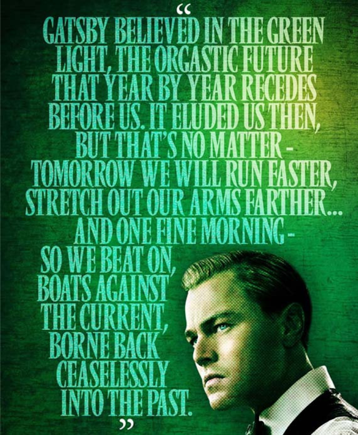 The Great Gatsby green Light Quote Poster Etsy