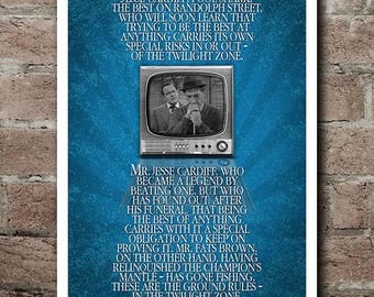 The Twilight Zone A GAME OF POOL Opening and Closing Narrations Quote Poster (12"x18")