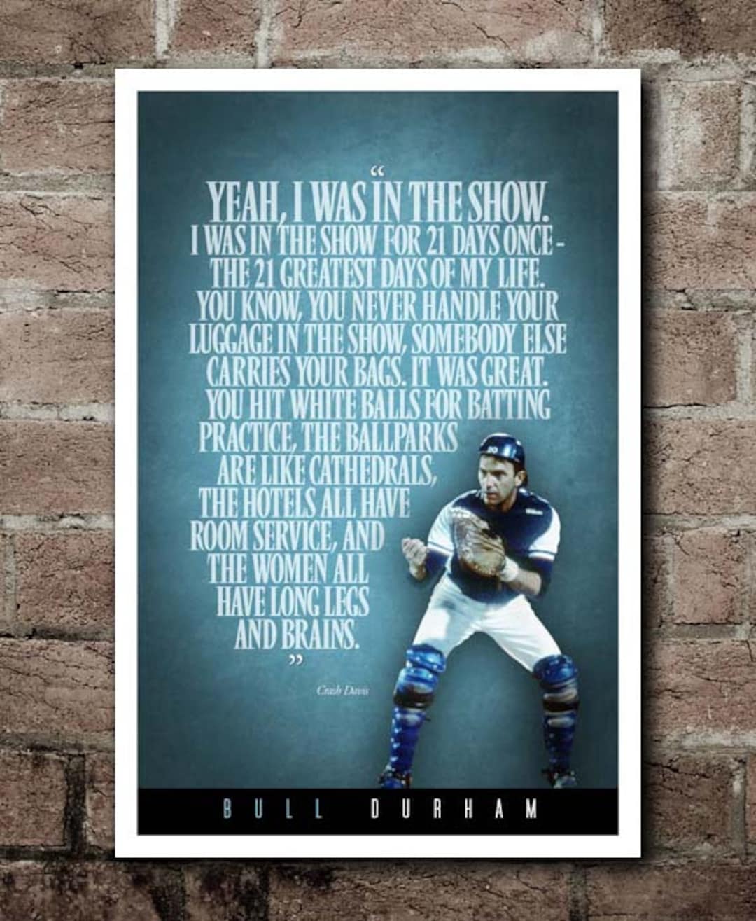 Bull Durham Crash Davis the Show Speech Poster 12x18 Etsy