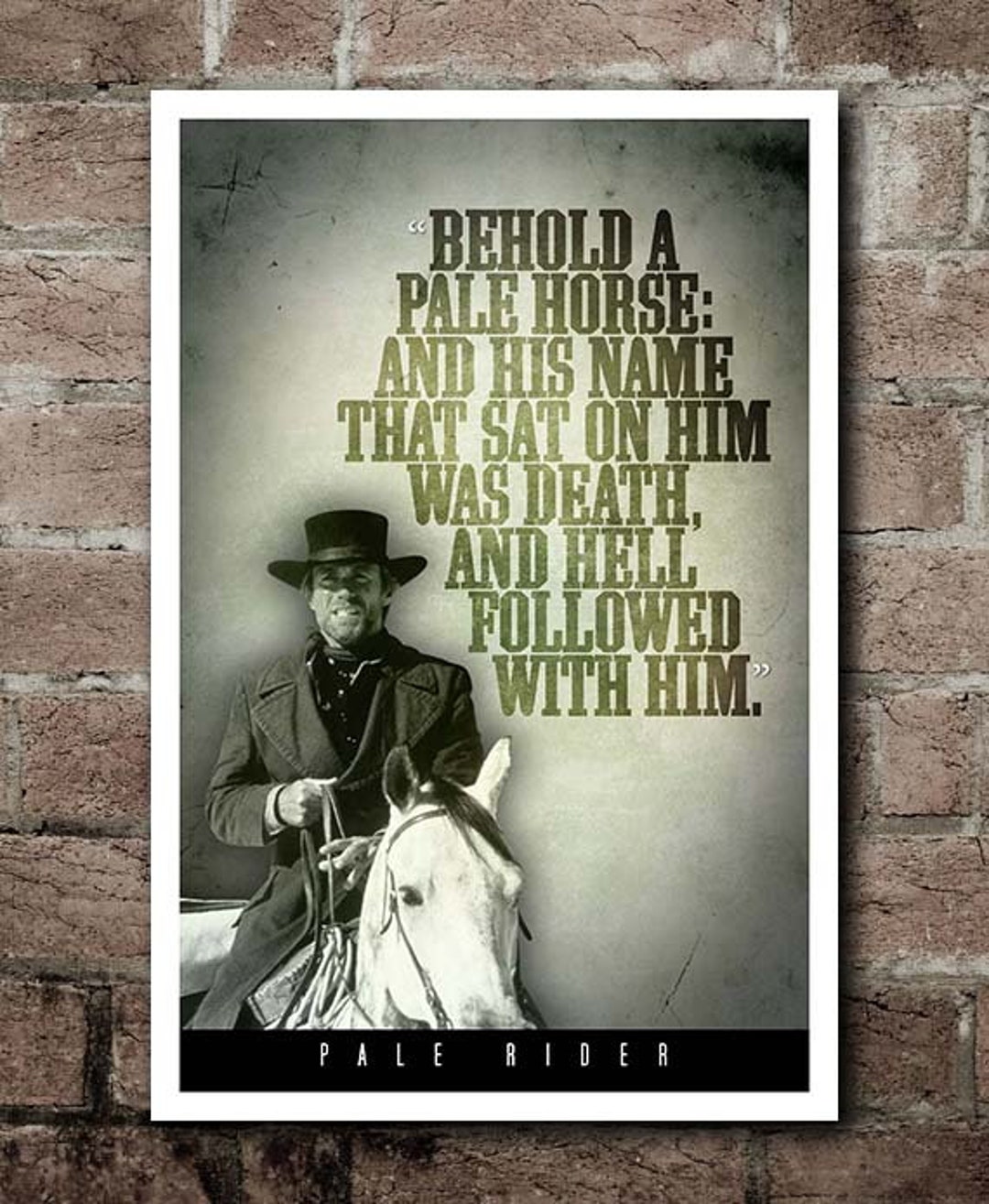 Pale Rider behold A Pale Horse Quote Poster 12x18 Etsy