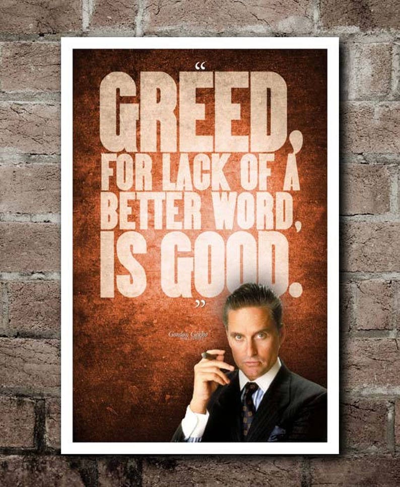 WALL STREET greed is Good Quote Poster Etsy