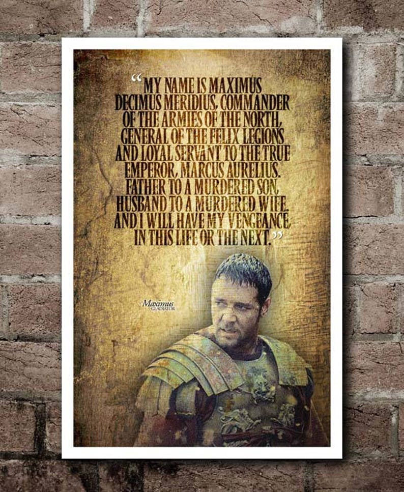 GLADIATOR my Name is Maximus Movie Quote Poster | Etsy