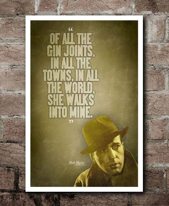 Casablanca Gin Joints Quote Poster Etsy Casablanca Gin Joints Quote Poster Etsy