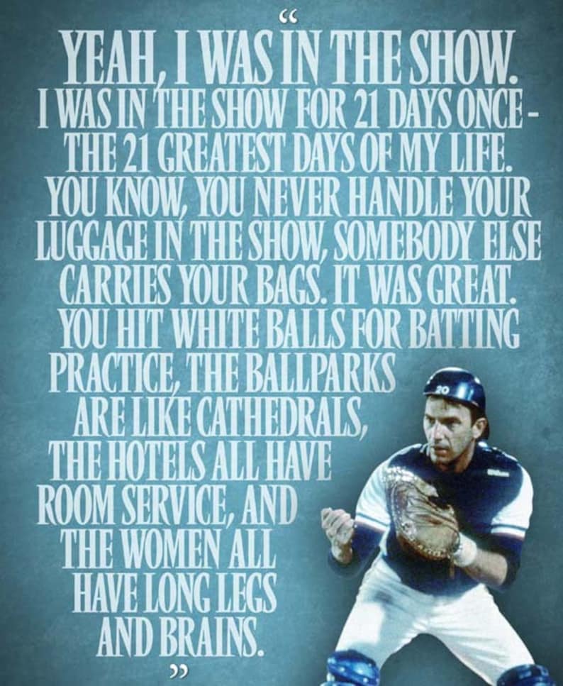 Bull Durham Crash Davis the Show Speech Poster Etsy