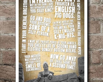 Monty Python & The Holy Grail FRENCH SOLDIER "TAUNTS" Quotes Poster (12"x18")