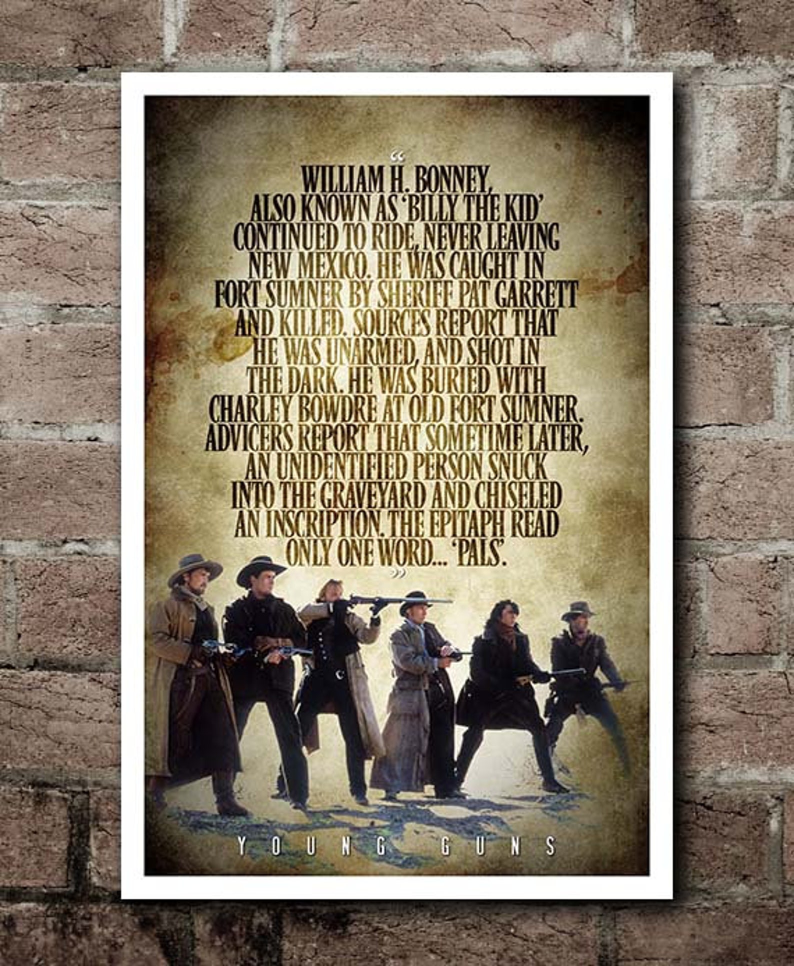 Young Guns pals Quote Poster 12x18 Etsy