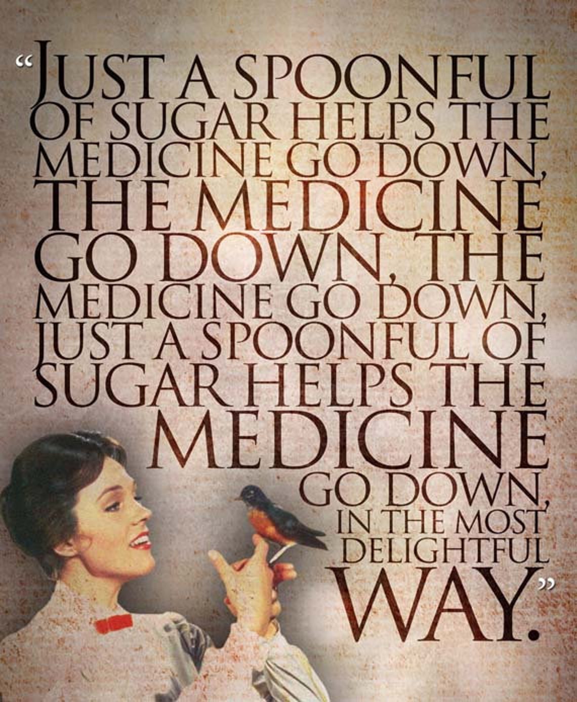 Mary Poppins spoonful of Sugar Song Quote Poster Etsy